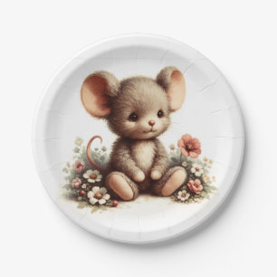 Vintage Nursery Maus Blumen  Pappteller