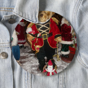 Vintage Nussknacker Soldat Teddybär Plüsch Christ Button