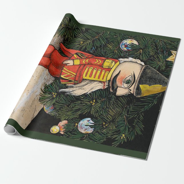 Vintage Nussknacker unter dem Weihnachtsbaum Geschenkpapier (Ungerollt)
