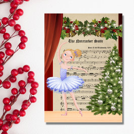 Vintage Nutcracker Sheet Music Blond Ballerina Feiertagskarte