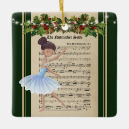 Vintage Nutcracker Sheet Music Brünett Ballerina Keramikornament