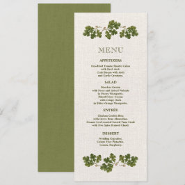 Vintage Oak Blätter Burlap Wedding Menu Card Menükarte