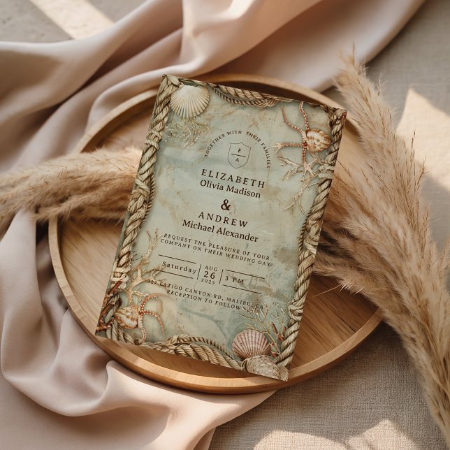 Vintage Ocean Depths Nautical Wedding Einladung (Von Creator hochgeladen)