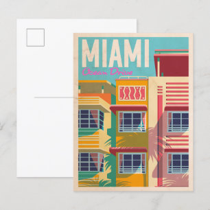 vintage Ocean Drive Miami Postkarte