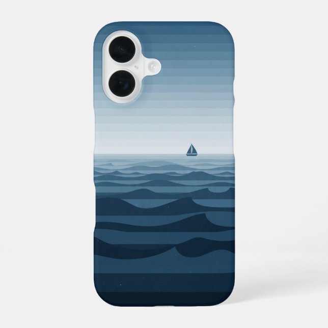Vintage Ocean Horizon Lines iPhone 16 Hülle (Rückseite)