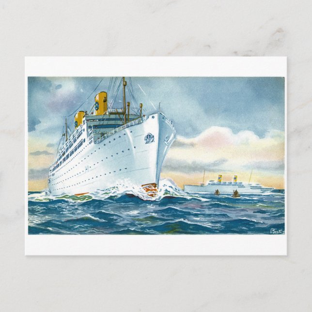 Vintage Ocean Liners Travel Poster Postkarte (Vorderseite)