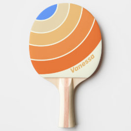 Vintage Ocean Sun Circle Stripe with Name Tischtennis Schläger
