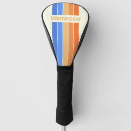 Vintage Ocean Sun Pin Stripes with Name Golf Headcover