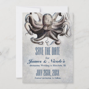 Vintage Octopus Hochzeit Sichern Sie das Datum der Save The Date