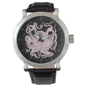 Vintage Octopus-Illustration Armbanduhr