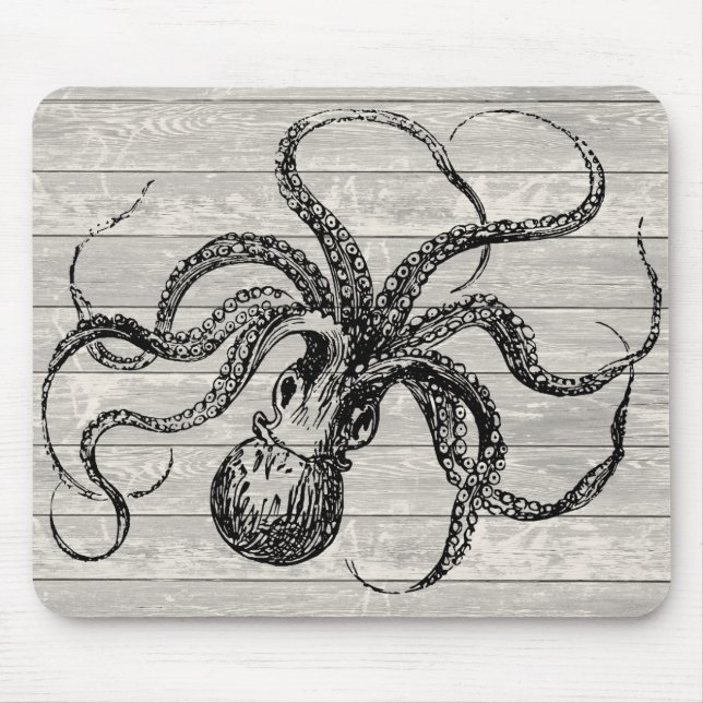 Vintage Octopus-Illustration Mousepad (Vorne)