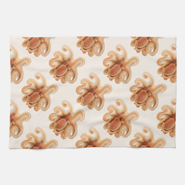 Vintage Octopus Salutii, Meerwassertiere Geschirrtuch (Horizontal)