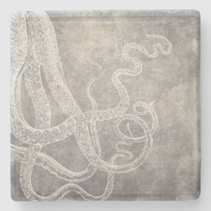 Vintage Octopus-Silberschnecke Steinuntersetzer