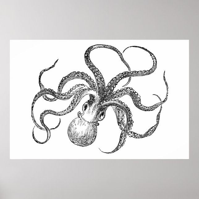 Vintage Octopus-Vorlage Poster (Vorne)