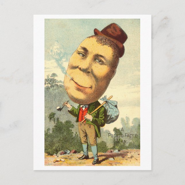 Vintage Oddität des kartoffelgeplagten Mannes Postkarte (Vorderseite)