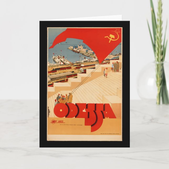Vintage Odessa Ukraine Reiseplakatkarte Karte (Vorderseite)