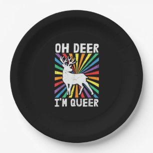 Vintage Oh Deer Ich bin Queer Pride LGBT Gay Lesbi Pappteller