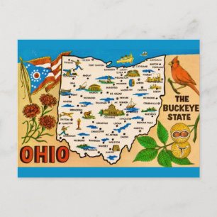 Vintage Ohio-Karte auf Postkarte
