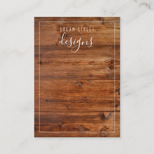 Vintage Ohrensichtkarte aus Holz Visitenkarte (Vorderseite)