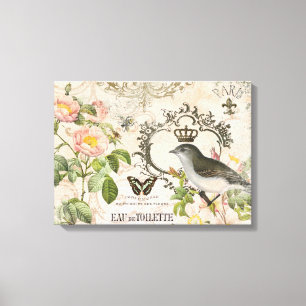 Vintage oiseau français avec toile tendue couronne