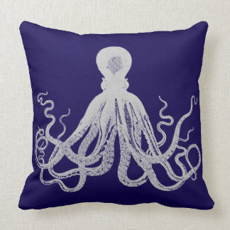 Vintage-Oktopus auf blauem Kissen