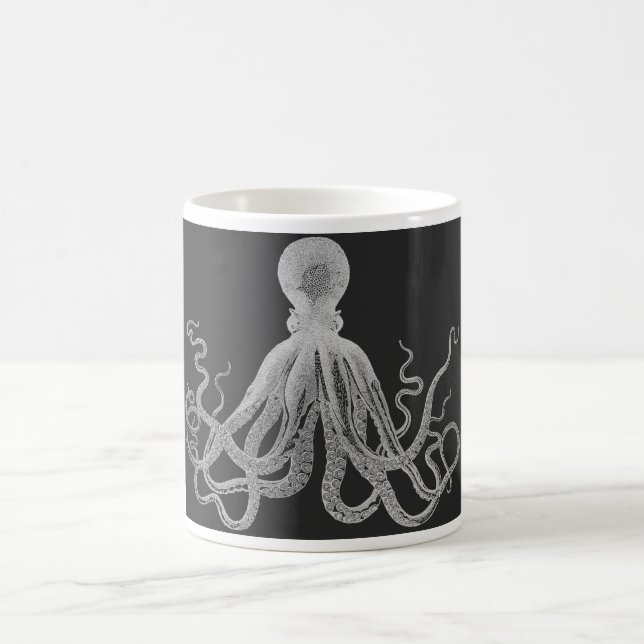 Vintage Oktopus-BW-Tasse Kaffeetasse (Mittel)