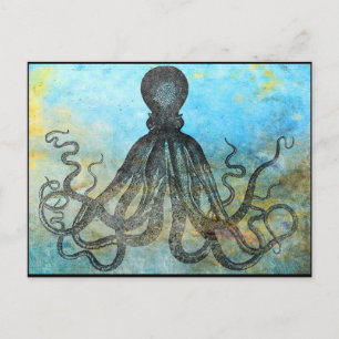 Vintage Oktopus Collage Postkarte