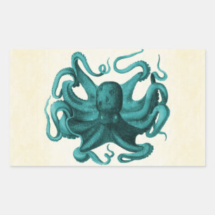 Vintage-Oktopus Rechteckiger Aufkleber