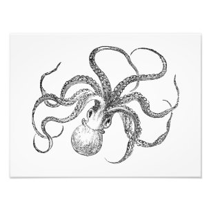 Vintage-Oktopus-Schablone Fotodruck