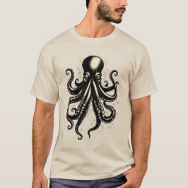 Vintage-Oktopus Seltsame Tentakel Tintenillustrati T-Shirt