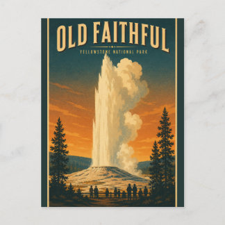 Vintage Old Faithful Yellowstone Nationalpark Postkarte