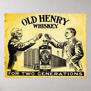Vintage Old Henry Whiskey Plakat