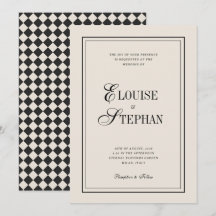 Vintage Old Money Ivory Check Checkerboard Wedding