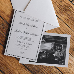 Vintage Old Money Schwarz-Weiße Hochzeit  Einladung