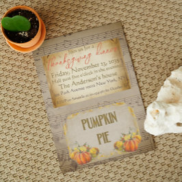 Vintage Old Pumpkin Pie Rustic Thanksgiving Dinner Einladung