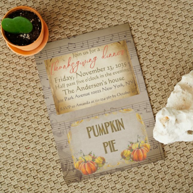 Vintage Old Pumpkin Pie Rustic Thanksgiving Dinner Einladung (Von Creator hochgeladen)