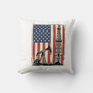 Vintage-Ölfeld-Amerikanische-Flagge-Vektor-Shirt-D Kissen