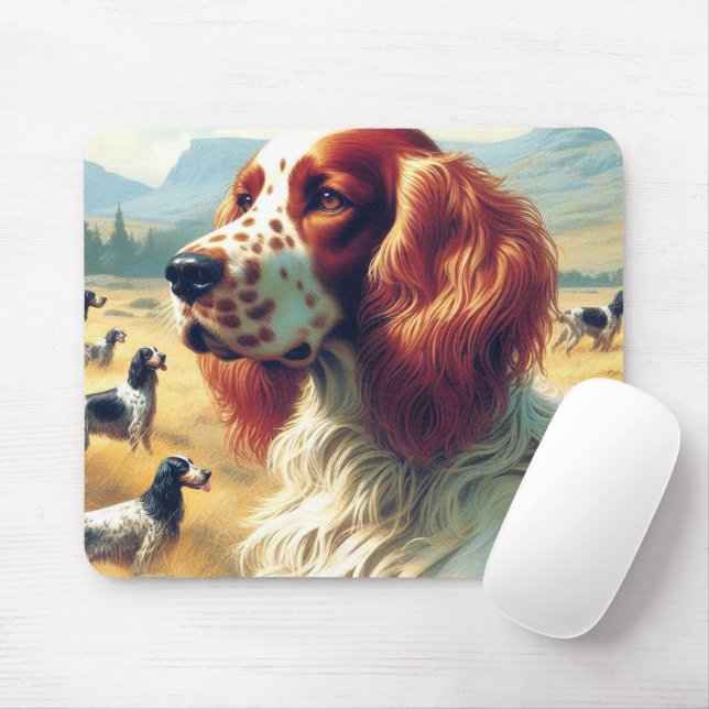 Vintage Ölgemälde in englischer Sprache Mousepad (Mit Mouse)