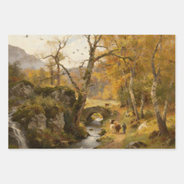 Vintage-Ölgemälde Ländlicher Herbst Geschenkpapier Set