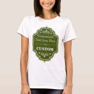 Vintage Oliven Grün Label T-Shirt