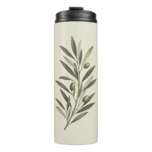 Vintage Olivenzweig Grün Thermosbecher