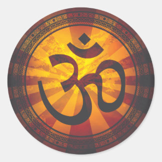 Vintage Om-Symbol-Druck Runder Aufkleber