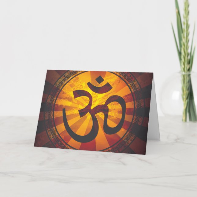 Vintage Om-Symbol-Print Karte (Vorderseite)