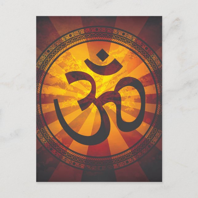 Vintage Om-Symbol-Print Postkarte (Vorderseite)