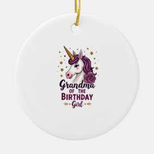 Vintage-Oma des Geburtstagsmädchens Einhorn Flora Keramik Ornament