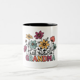 Vintage Oma/Wildblumen  Zweifarbige Tasse