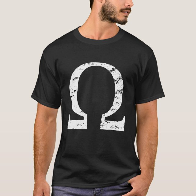 Vintage Omega-Symbol-Geschenk-griechisches T-Shirt (Vorderseite)