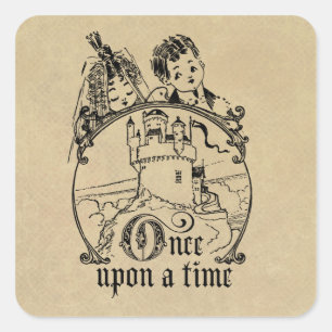 Vintage-Once-Upon-a-Time-Bekleidung, Dekorationen Quadratischer Aufkleber