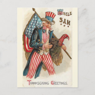 Vintage-Onkel-Sam-Erntedankgrüße Postkarte