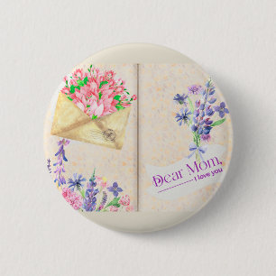 Vintage Open Book Style Kunst mit floraler Mama Button